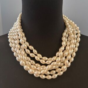BCBG Faux Pearl Statement Necklace